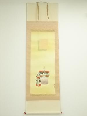 坂上象山筆　立雛　肉筆絹本掛軸（共箱）